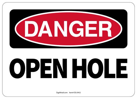 Osha Danger Safety Sign Open Hole Walmart Com