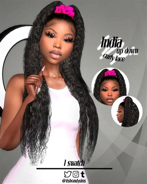 India Up Down Curly Lace Afro Hair Sims 4 Cc Sims 4 Curly Hair Sims 4
