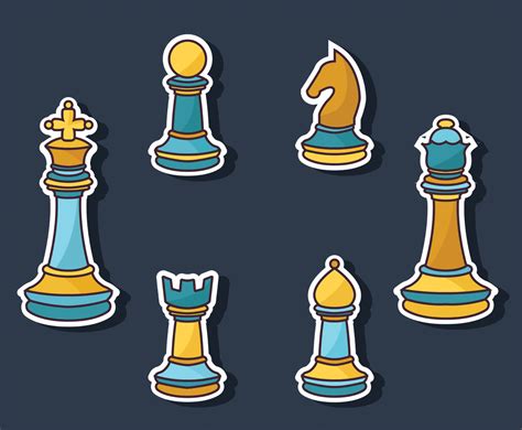 Set Of Chess Sticker Vector Art And Graphics