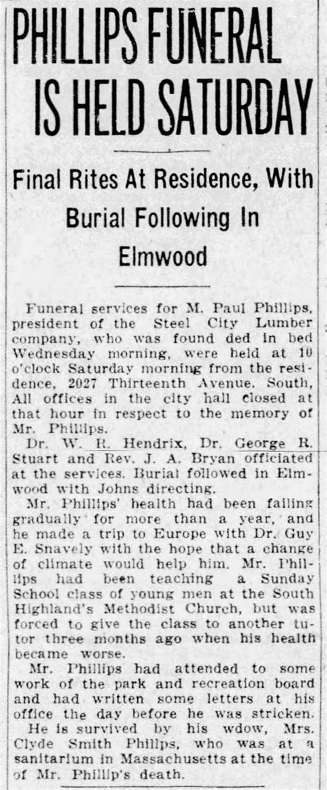 Phillips Funeral Is Held Saturday from Birmingham News on 1925-09-05
