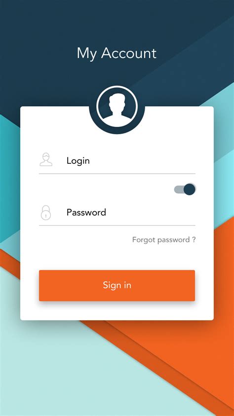 The Login Screen For My Account With An Orange And Blue Stripe On It