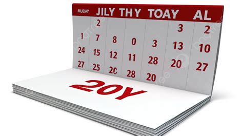 July Calendar In 3d Rendering Isolated On A White Background Calendar