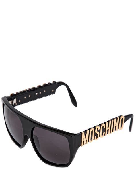 Moschino Logo Lettering Sunglasses In Black Lyst