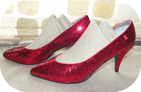 Vintage 80s Ruby Red Sequin High Heel Pumps Dorothy 8 5