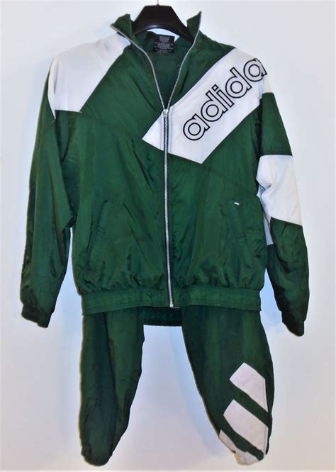 Vintage Adidas Spell Out Logo Tracksuit Mens Large Green White Stripes