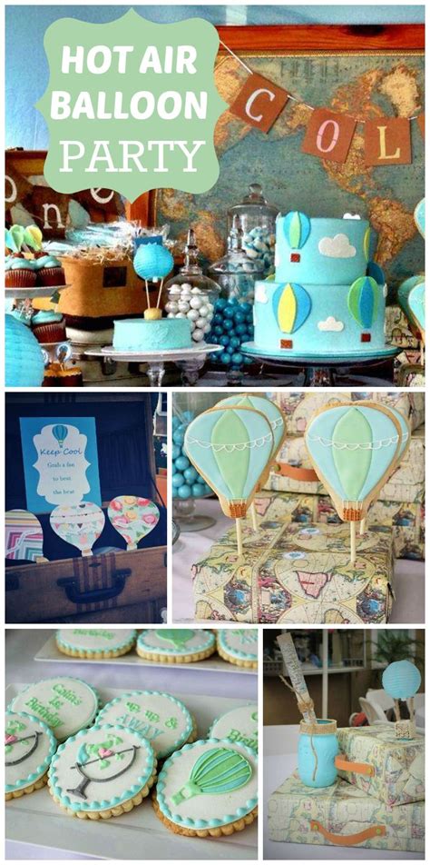 A Vintage Hot Air Balloon Boy Birthday Party With A Map
