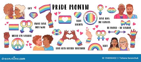 Collection Of Lgbtq Community Symbols For Pride Stock Vector