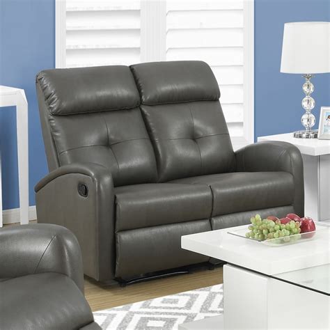 Monarch Specialties Casual Charcoal Gray Faux Leather Reclining