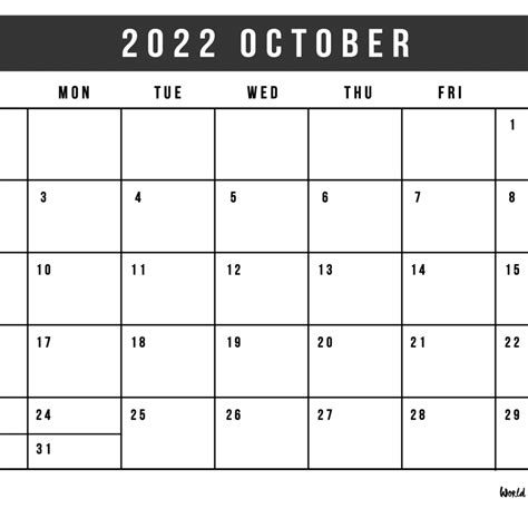 Free October 2022 Calendar Template Qualads
