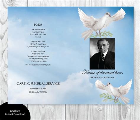 Doves Funeral Program Template Qualads Gambaran