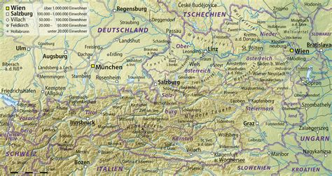 Österreich liegt in europa, es hat gemeinsame grenzen mit deutschland und tschechien im norden, der slowakei und ungarn im karte. Karten von Österreich mit Straßen und Wanderwegen ...