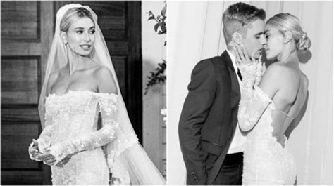 Hailey Baldwin Is The Perfect Bride In Off Shoulder Gown For Wedding With Justin Bieber First