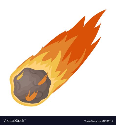 Flame Meteorite Icon In Cartoon Style Isolated On Vector Image
