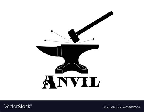 Logo Forge Anvil And Sledgehammer Royalty Free Vector