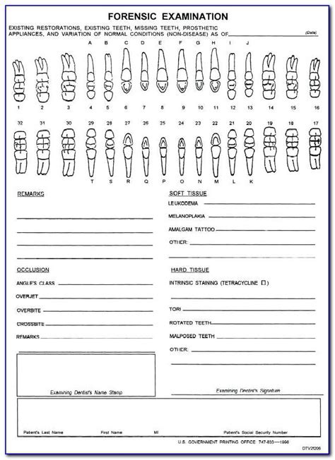 Printable Dental Charting Forms Printable Forms Free Online