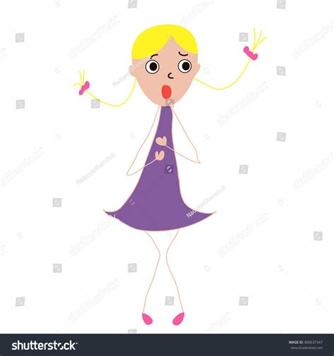 Vector Isolated Stick Figure Girl Surprised Stock Vector 400637347