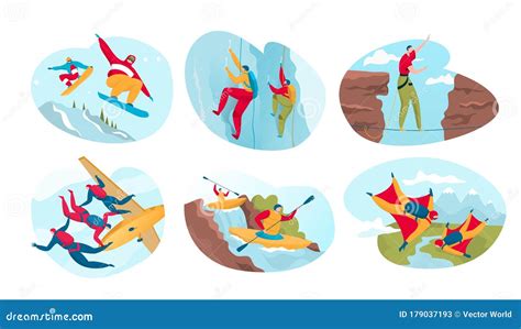 Extreme Sport For Active People Dangerous Outdoor Adventures Vector