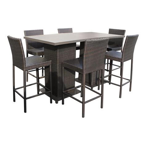 Napa Pub Table Set With Barstools 8 Piece Outdoor Wicker Patio Furniture