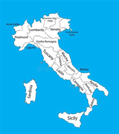 Editable Lege Vectorkaart Van Italië Vectordiekaart Van Italië Op