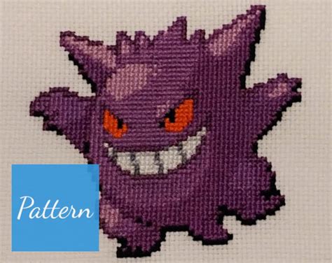 Gengar Pokemon Cross Stitch Pattern Instant Download Etsy