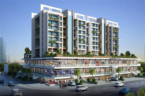 Residential Cum Commercial Elevation 3d Front View Design Kerala