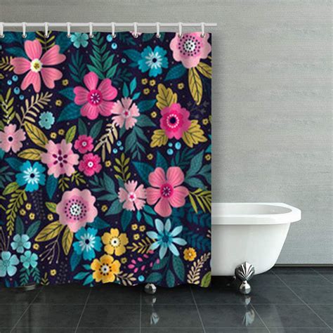 Artjia Amazing Seamless Floral Pattern Bright Colorful Shower Curtains Bathroom Curtain 60x72