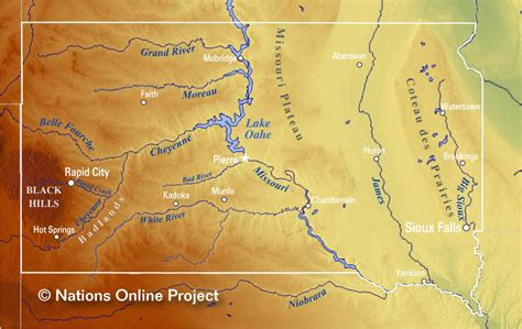 Map Of The State Of South Dakota Usa Nations Online Project