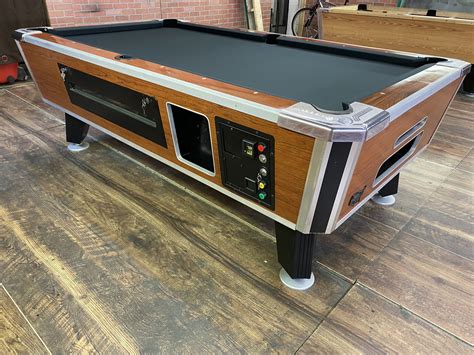 7′ Valley New Style Orange Oak Used Coin Operated Pool Table Used