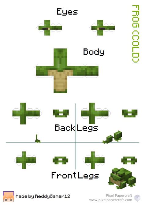Pixel Papercraft Frog Easy In 2023 Minecraft Printables