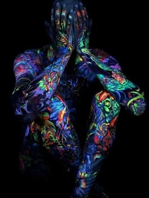 60 Glow In The Dark Tattoos For Men Uv Black Light Ink Designs Black Light Tattoo Dark