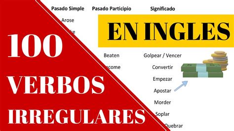 Lista De Los 100 Verbos Irregulares Más Usados En Inglés Pasado Simple