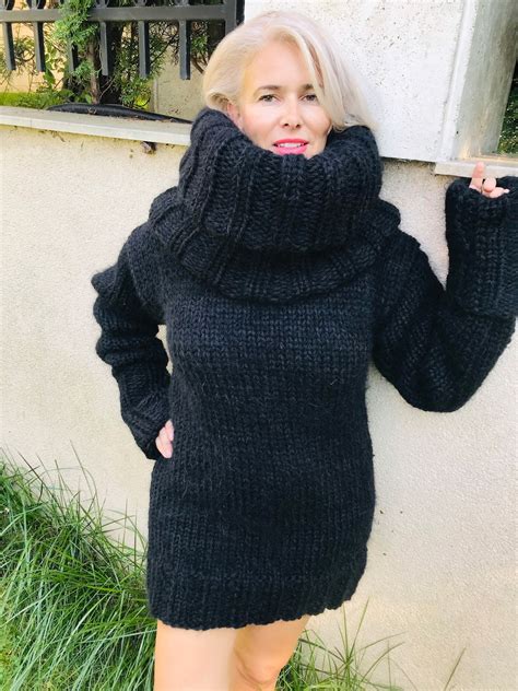Super Chunky Turtleneck Sweater Thick Wool Sweater Bulky Etsy Norway