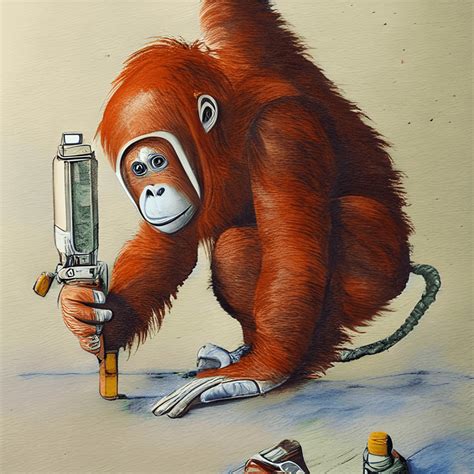 Orangutan In A Spacesuit On A Nasa Mission · Creative Fabrica