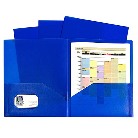 C Line Two Pocket Heavyweight Poly Portfolio Folder Blue Pack Of 10