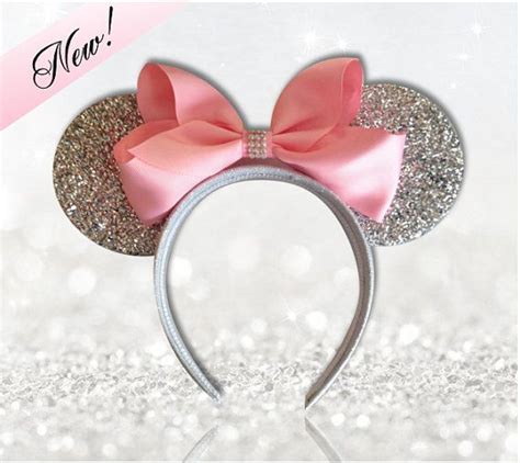 Pink Princess Minnie Mouse Ears Headband With Super Sparkly Silver