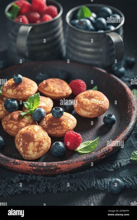 Yummy Poffertjes As Simple And Sweet Snack Stock Photo Alamy
