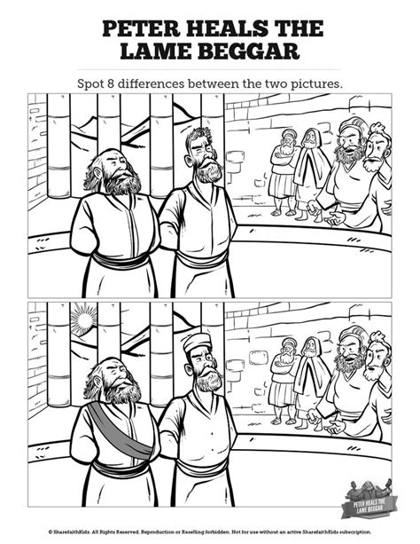 Acts 3 Peter Heals The Lame Man Kids Spot The Difference Can Your Kids