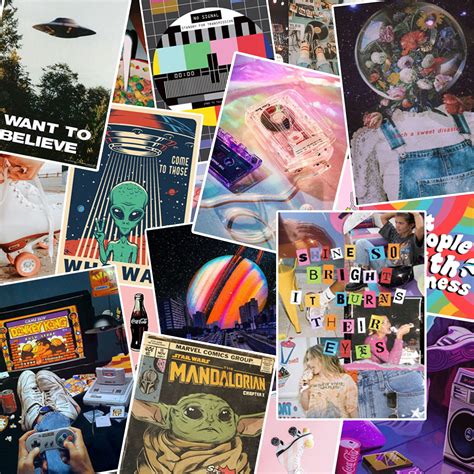 Retro 80s Wall Collage Kit Vintage Photo Collage Kit Aesthetic Etsy
