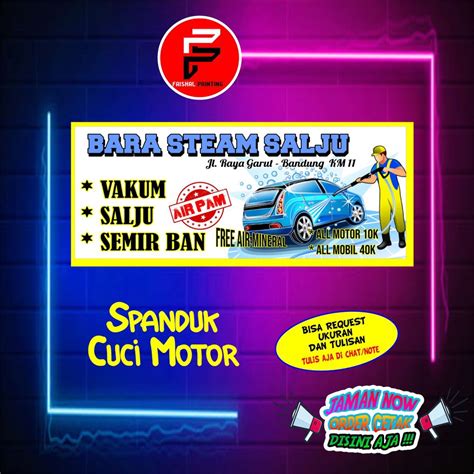 Jual Spanduk Cuci Mobil Banner Cuci Motor Spanduk Cuci Steam