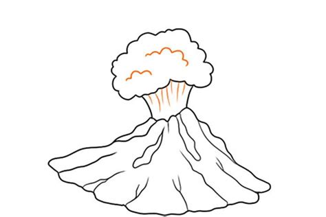The smallest volcano in the world. Volcano drawing: Easy, Colored, Labels and Shield