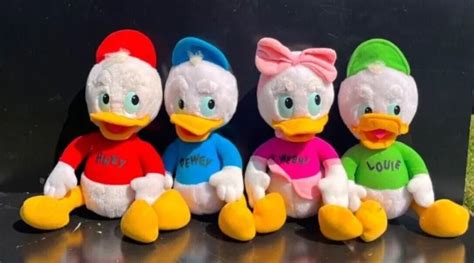 Vintage 1986 Ducktales 4 Plush Huey Dewey Louie And Webby 12” Playskool
