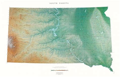 South Dakota Physical Wall Map By Raven Maps