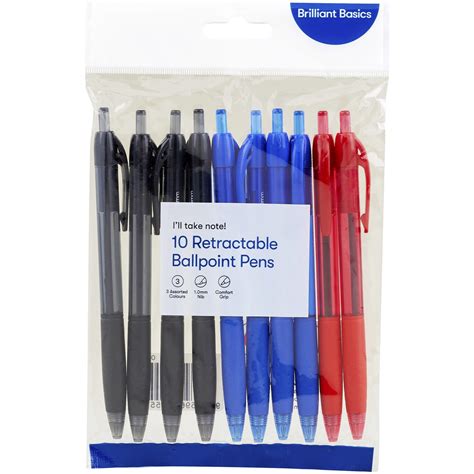 Brilliant Basics Retractable Ballpoint Pens 10 Pack Multi Big W