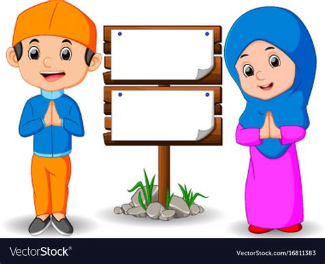 Muslim Kid Cartoon Royalty Free Vector Image Vectorstock