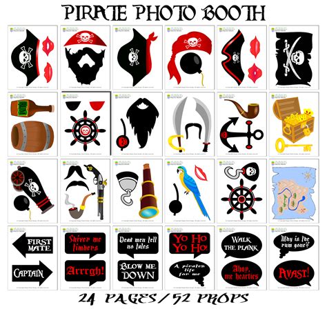 Printable Pirate Photo Booth Props Pirate Party Props Pirate Photo