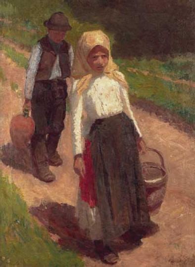 Fényes Adolf 1867 1945 Siblings Returning Home 1903 Girl And Boy