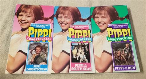 Lot 3 Pippi Longstocking Vhs Video Tapes On The Run In South Seas Inger