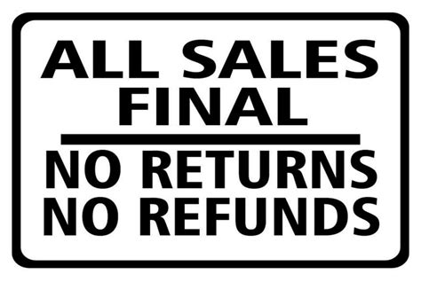 All Sales Final No Refunds No Returns Aluminum Sign 8 X Etsy