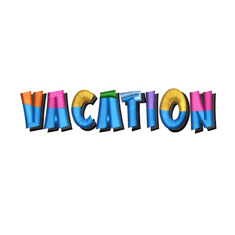 Vacation Word Digitized Embroidery Design E4hats