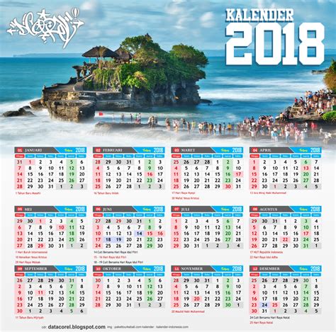 Bali Kalender 2018 Indonesia Cdr File Corel Draw Design Corel